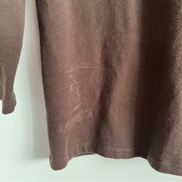 Jones New York Y2K Brown Ring Detail V Neck Ruched Petite Large Top - Picture 8 of 8